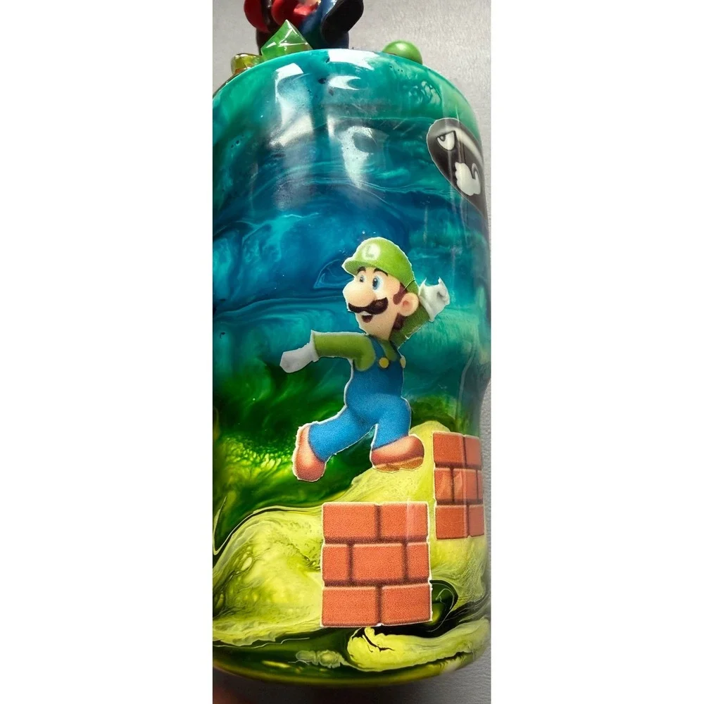 Super Mario Custom 3D Topper Stainless Steel Tumbler Luigi Donkey Kong SEE PICS
